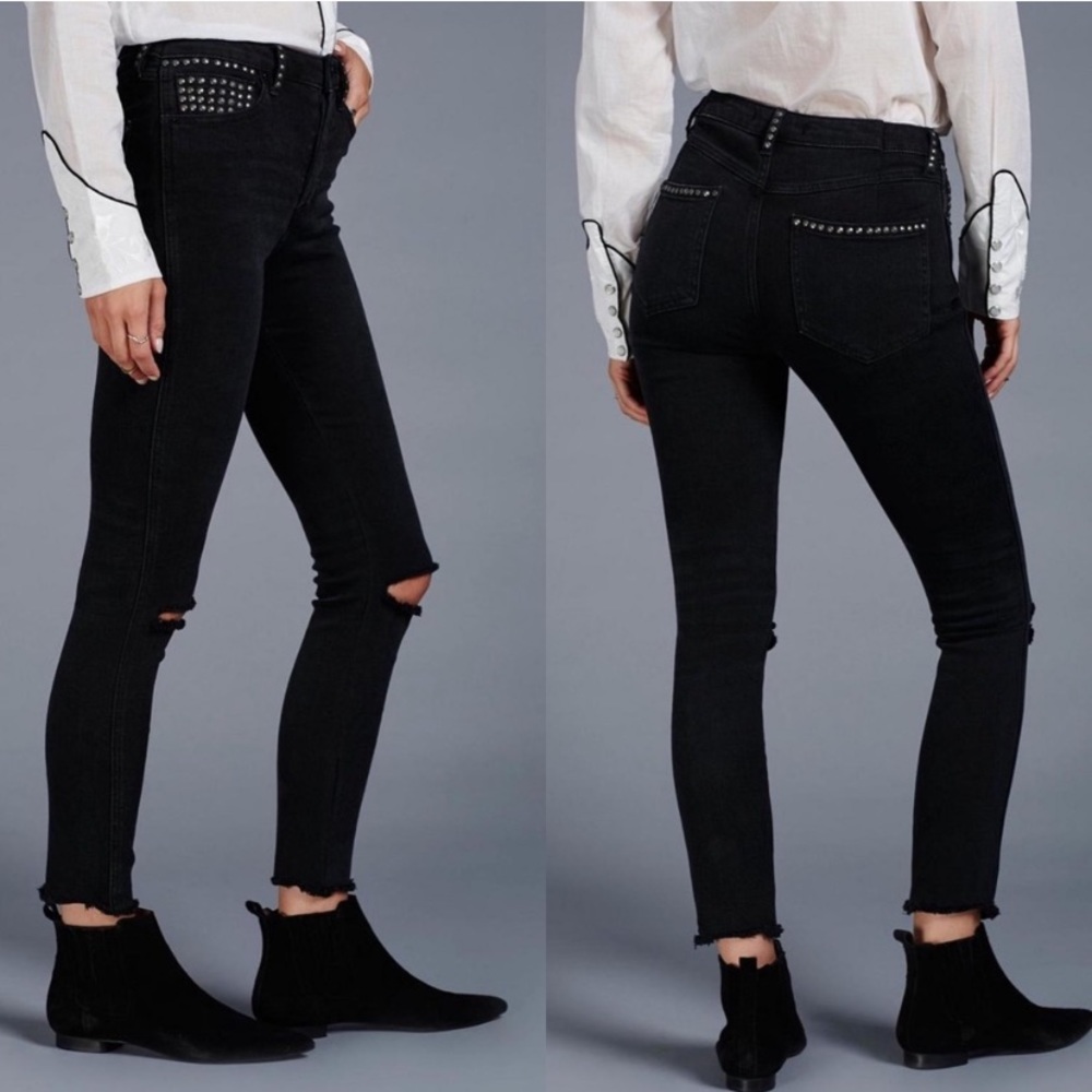 Free People Payton Studded Skinny Black Jeans